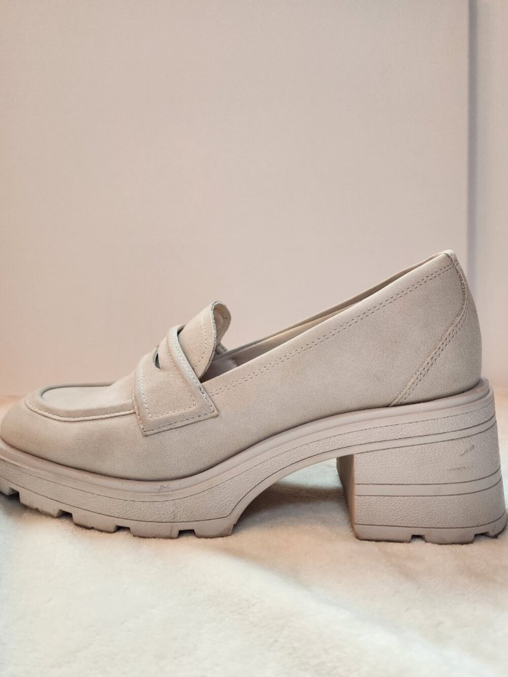 Chunky Cream Suede Loafers - Picture 5 of 10